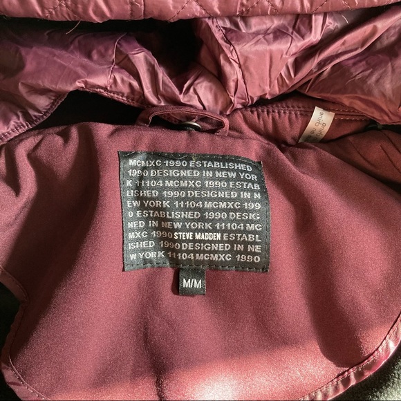Steve Madden Mid-Length Soft Shell Jacket Burgundy with Defect! Size Medium - Picture 13 of 16